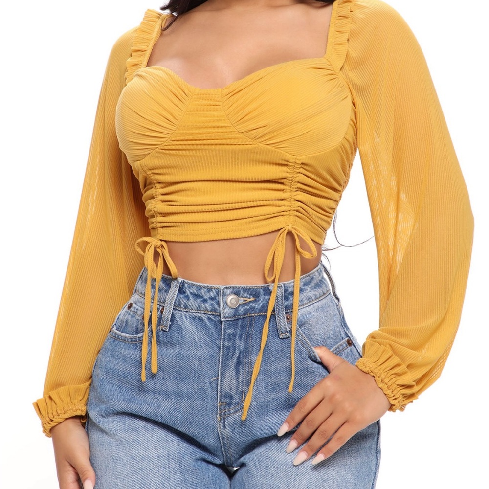 Meant For You Ruched Top - Mustard